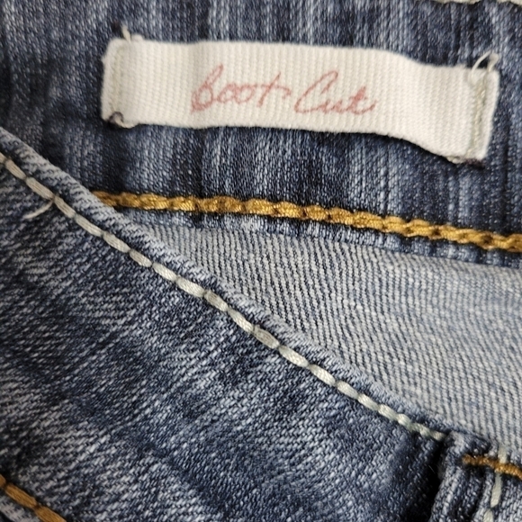 Y2k Boot Cut Med Wash Jeans Embroidered Flap Pocket Relaxed Denim Low Rise SZ 11 - Picture 12 of 12
